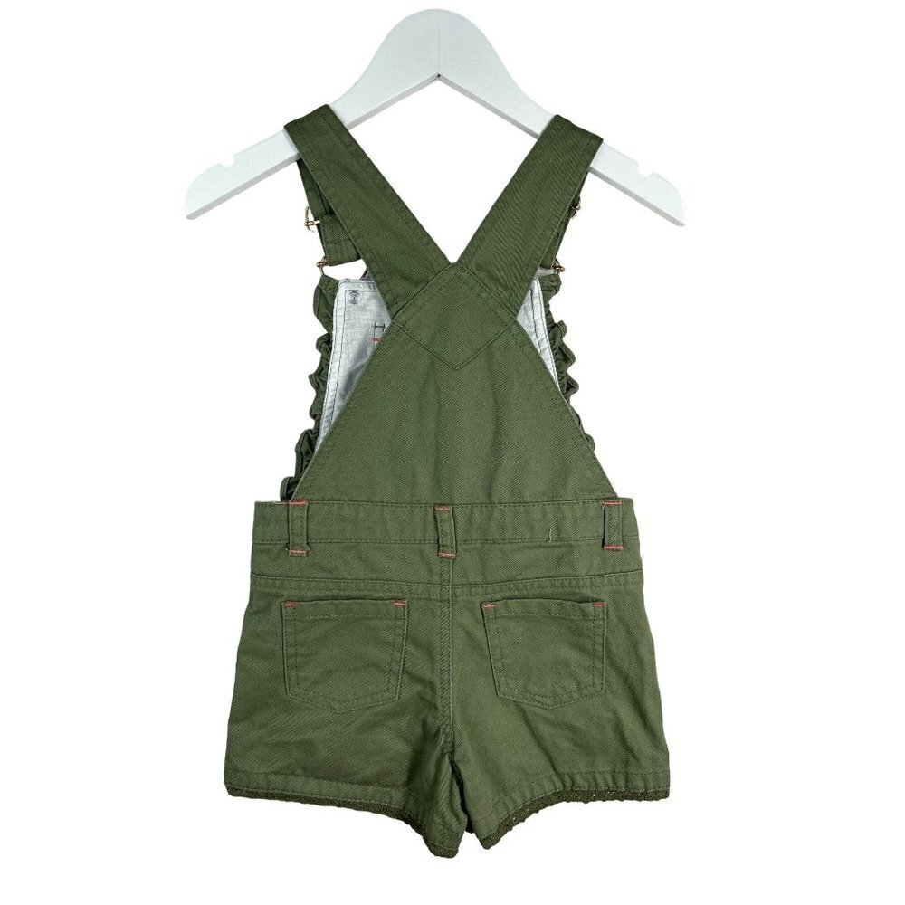 Little Lass Toddler Green Embroidered Floral Shortalls Size  4T - Picture 2 of 7